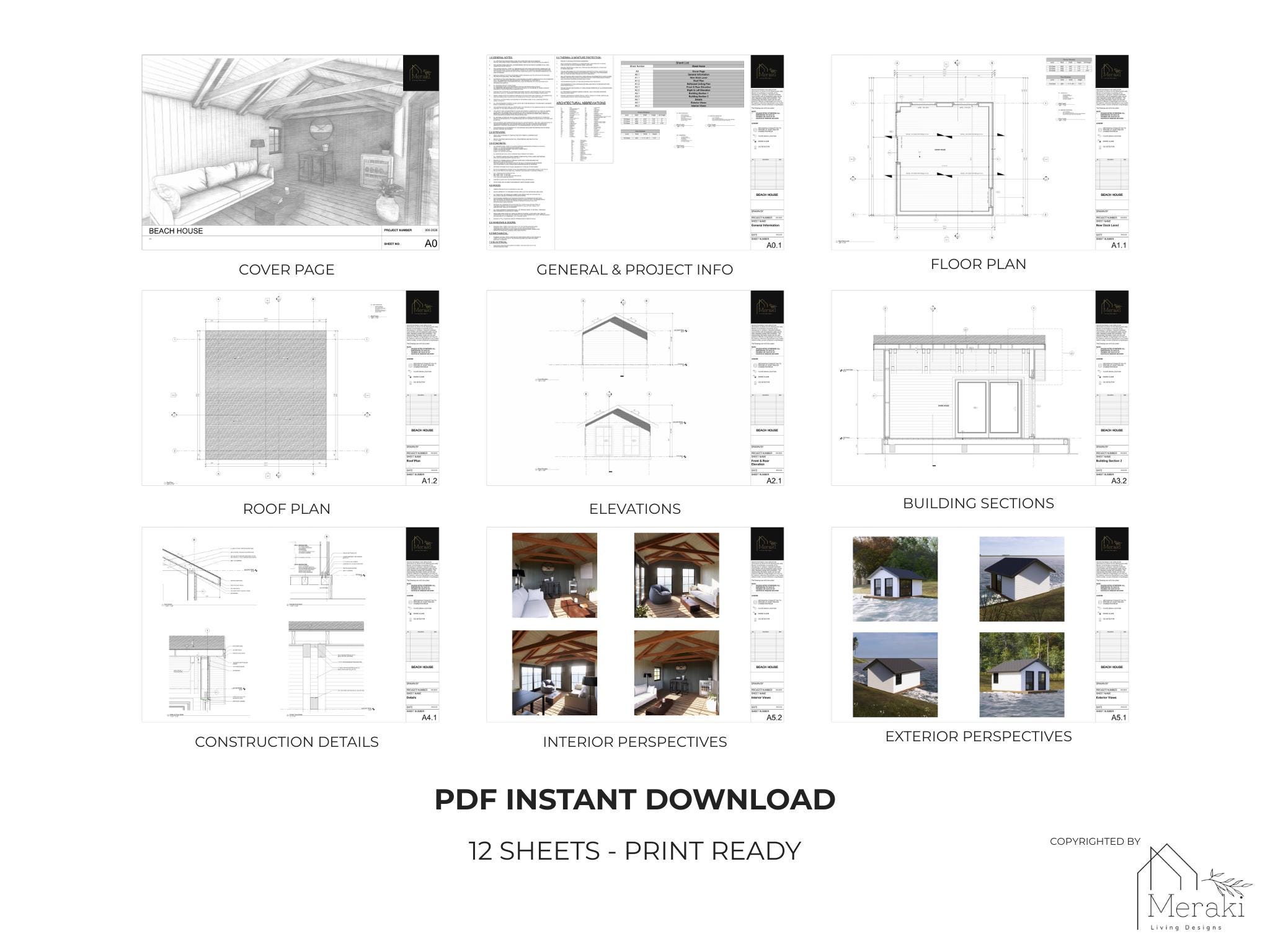 18x15 Beach House Plans for Shoreline Build | Modern Waterfront Cabin ...