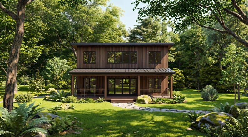 36' x 24' Modern 2 Bedroom ADU Cabin Architectural Plans – 1390 SF Custom Lean-To Design Blueprints PDF image 15
