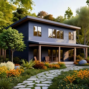 36 'x 34' Moderne Lean Cabin Architekturpläne - Benutzerdefinierte 1389SF 2 Schlafzimmer Haus Blueprints PDF