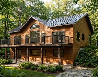 48' x 38' Alpine Cottage House Architectural Plans - Custom 1552 SF 3 Bedroom House with Walk Out Basement Blueprint