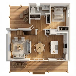 36' x 24' Modern 2 Bedroom ADU Cabin Architectural Plans – 1390 SF Custom Lean-To Design Blueprints PDF image 4