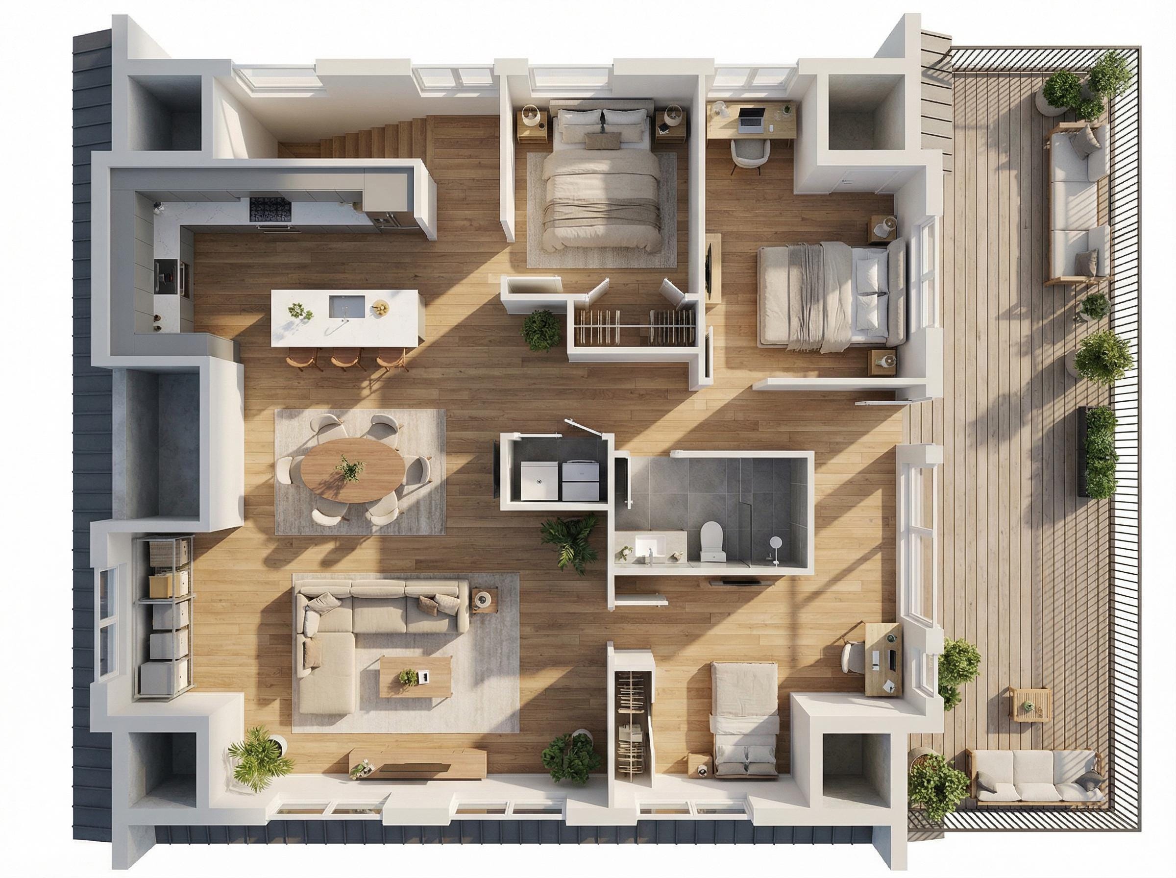 50' X 35' 3 Car ADU Garage Architectural Plans - 1690SF Garage, 769SF ...