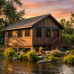 Plans architecturaux de l'ADU de la cabane d'artisan 24 pi x 16 pi - Plans PDF personnalisés pour 2 lits superposés de 384 pi²