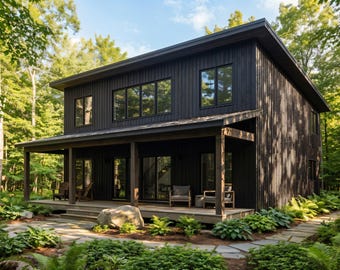 36' x 24' Modern 2 Bedroom ADU Cabin Architectural Plans – 1390 SF Custom Lean-To Design Blueprints PDF