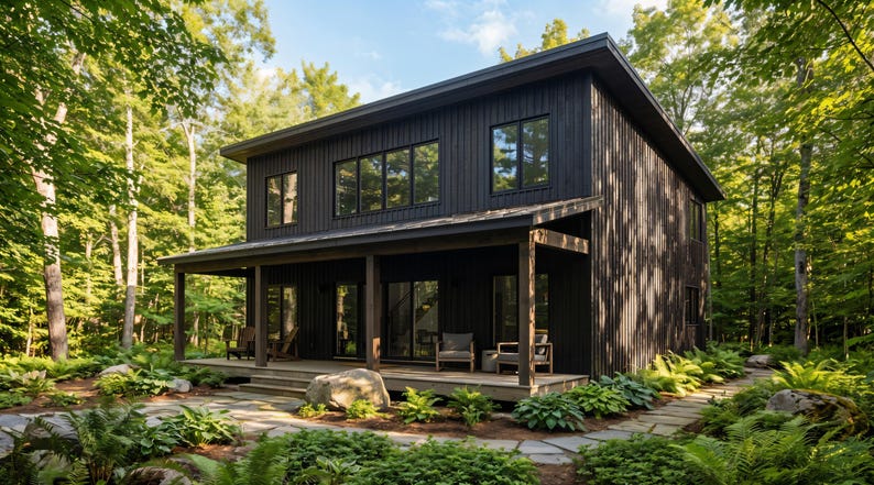 36' x 24' Modern 2 Bedroom ADU Cabin Architectural Plans – 1390 SF Custom Lean-To Design Blueprints PDF image 1