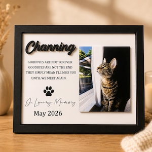 Cat Lover Gift Personalized Wooden Pet Picture Frame, Custom Cat Photo Frame, Pet Memorial Keepsake, Cat Mom Gift, Pet Home Decor