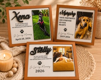 Marco conmemorativo para perros con foto, regalo personalizado para recordar a tu mascota fallecida, placa personalizada con foto de perro, recuerdo para honrar la memoria de tu mascota.