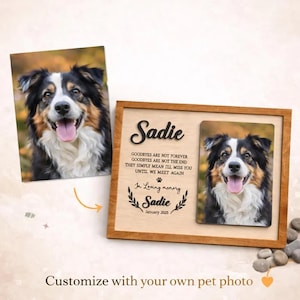 Custom Pet Portrait Frame – Personalized Wooden Pet Memorial with Photo, Dog or Cat Remembrance Gift, Dog Memorial Gift