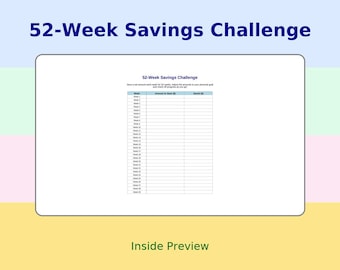 52-Week Savings Challenge: Printable Money Saving Tracker (Digital Download)