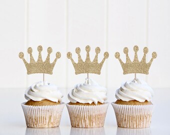 6 Princess Tiara Cupcake Toppers, Princess Crown Topper, Party Decorations