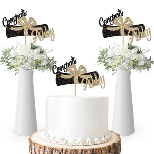 3 decoraciones personalizadas para fiesta de graduación / Centro de mesa con diploma de graduación / Centro de mesa 2026 / Adorno para tarta