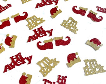 Personalized Name  and I&#39;m Back Confetti for Return of Elf-Elf arrival Confetti with Custom Names (Up to 6 Names)--You pick your own colors