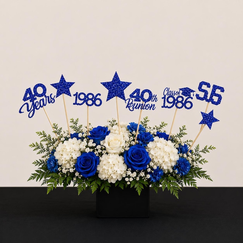 8 Class Reunion Centerpiece Sticks, Class Reunion Party Decorations, 40th Class Reunion, 40 years, Any year. zdjęcie 1