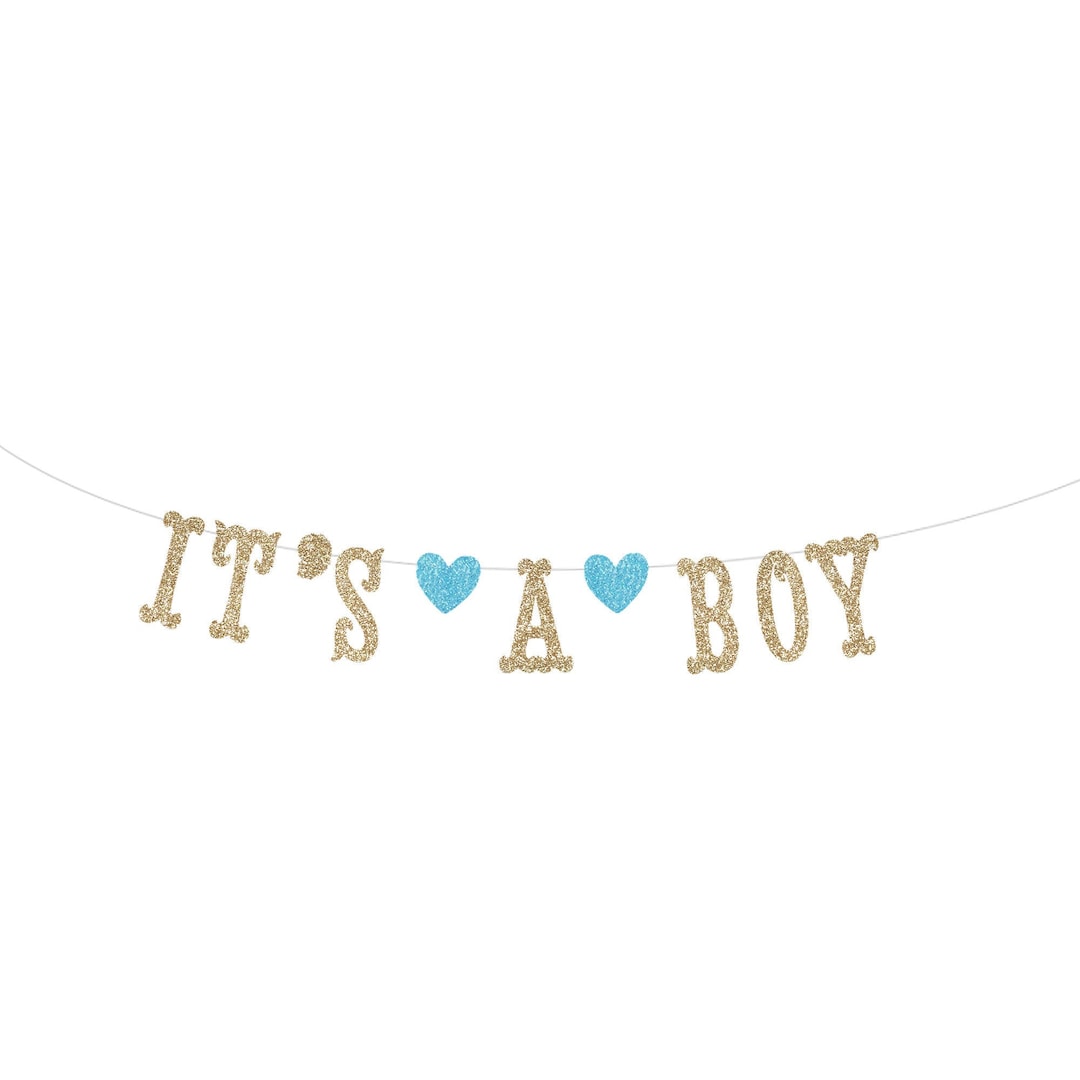 Its a Boy Gold Glitter Banner for Baby Shower, Gender Reveal Party ...
