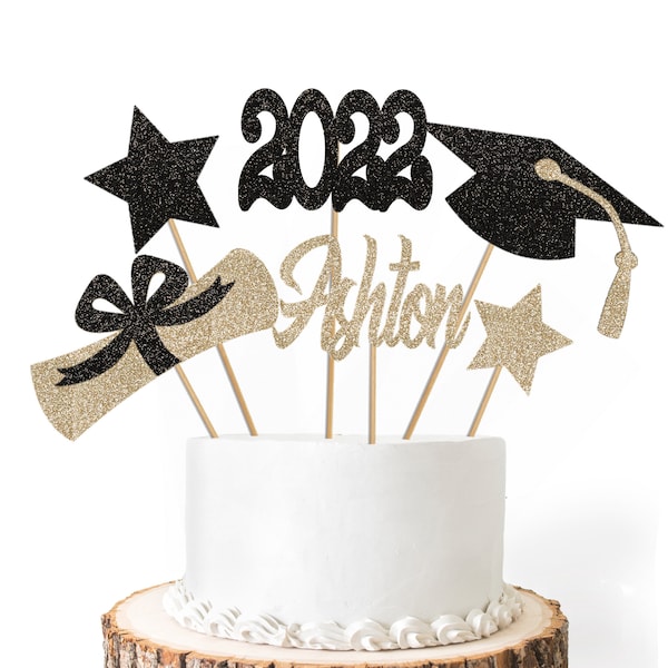 6 Large Personalized Glitter Graduation Party Centerpieces / 2024 / Graduation Party Decorations / Grad / Table Decor / Cake Topper