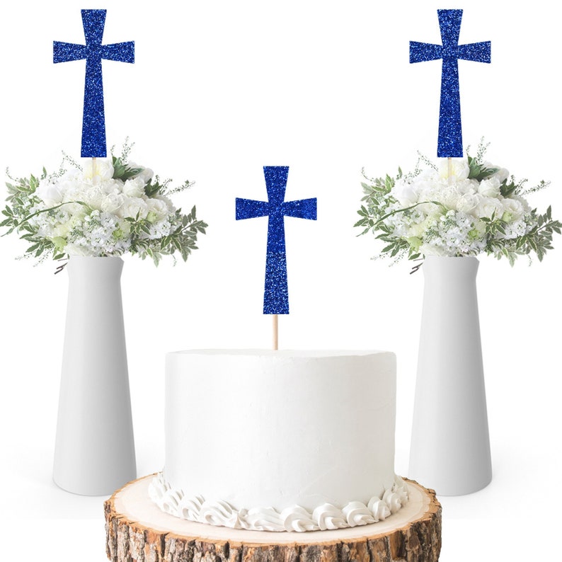 3 Large Glitter Cross Centerpieces Cross Cake Topper Cross Etsy
