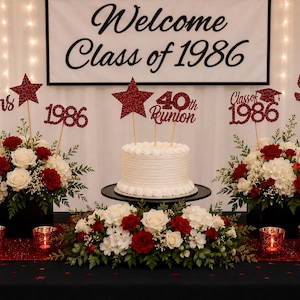 8 Class Reunion Centerpiece Sticks, Class Reunion Party Decorations, 40th Class Reunion, 40 years, Any year. zdjęcie 2