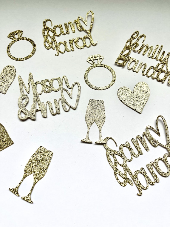 Custom or Personalized Name Confetti for Bachelorette, Engagement, Wedding, Anniversary Bride & Groom Party Decorations/Decor