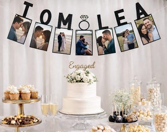 Personalized Photo Banner for Engagement Party Custom Photo Banner Bridal Shower Decorations for Wedding Shower Decor Ideas Bachelorette
