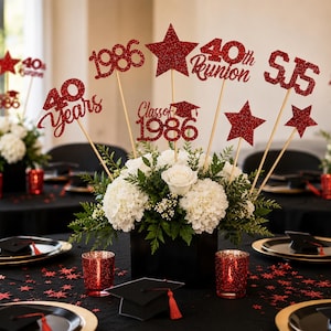 8 Class Reunion Centerpiece Sticks, Class Reunion Party Decorations, 40th Class Reunion, 40 years, Any year. zdjęcie 5
