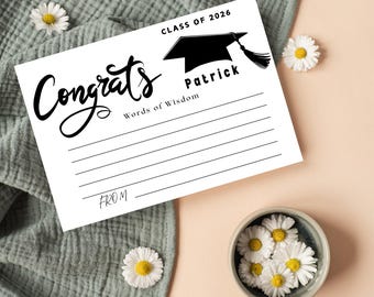 10 Personalized Congrats Words of Wisdom Graduation Wishes and/or Advice Cards for your Graduation Party Decorations.