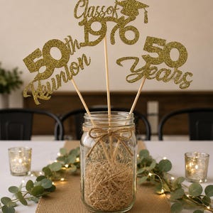 Class Reunion Centerpiece Sticks Custom High School Party Decorations Personalized Table Display Graduation Year Anniversary Celebration