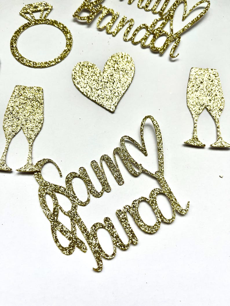 Custom or Personalized Name Confetti for Bachelorette, Engagement, Wedding, Anniversary Bride & Groom Party Decorations/Decor image 4