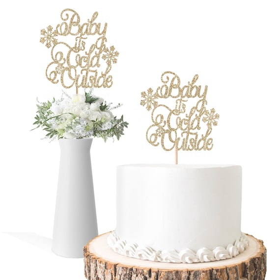 2 Baby Its Cold Outside Centerpiece Sticks /  Baby Shower Decorations / Snowflake Cake Topper