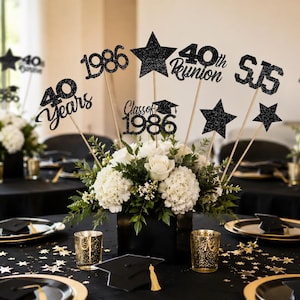 8 Class Reunion Centerpiece Sticks, Class Reunion Party Decorations, 40th Class Reunion, 40 years, Any year. zdjęcie 4