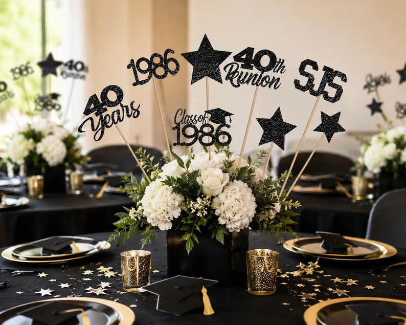 8 Class Reunion Centerpiece Sticks, Class Reunion Party Decorations, 40th Class Reunion, 40 years, Any year. zdjęcie 4