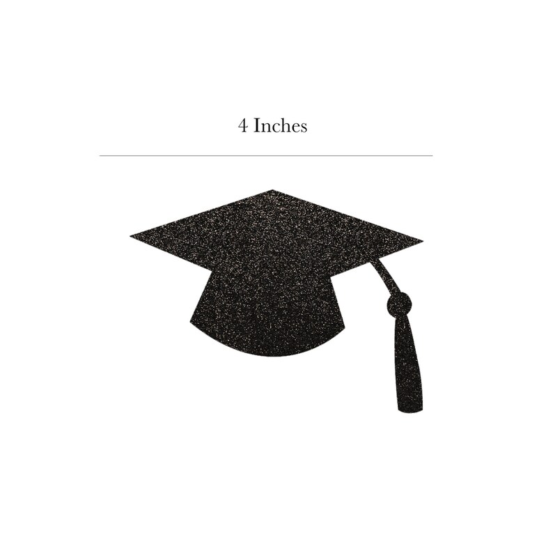 May include: Black graduation cap with a tassel, 4 inches in size.