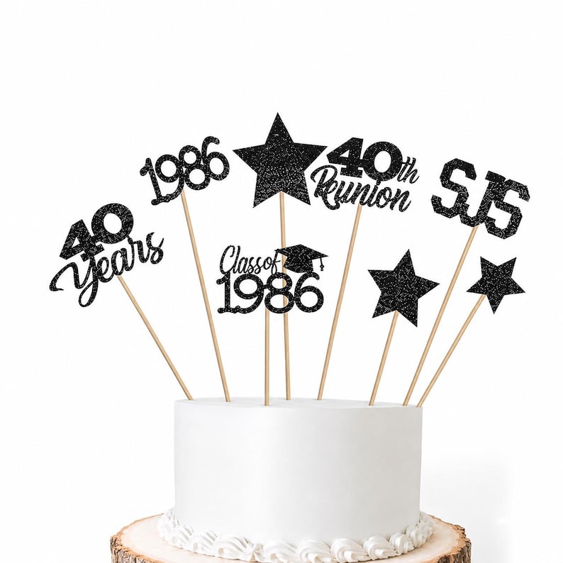 8 Class Reunion Centerpiece Sticks, Class Reunion Party Decorations, 40th Class Reunion, 40 years, Any year. zdjęcie 3