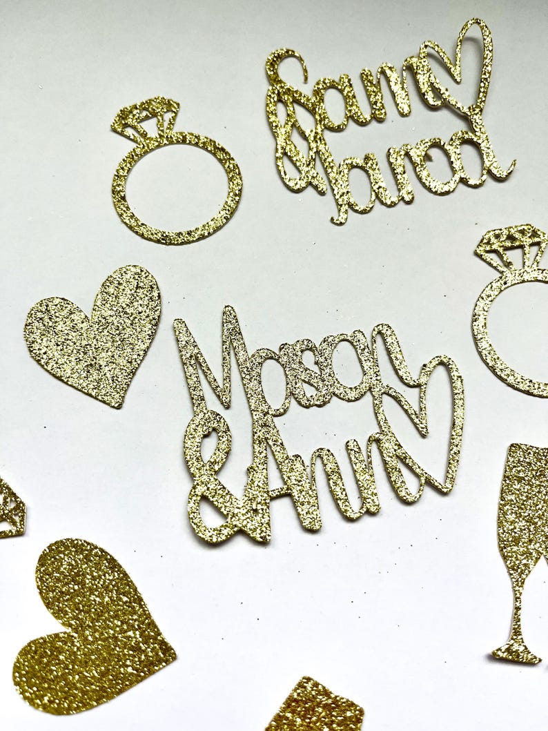 Custom or Personalized Name Confetti for Bachelorette, Engagement, Wedding, Anniversary Bride & Groom Party Decorations/Decor image 7