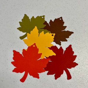 50 Fall Maple Leaves Leaf Die Cuts 4 inches Autumn Cut Outs with holes punched in the top