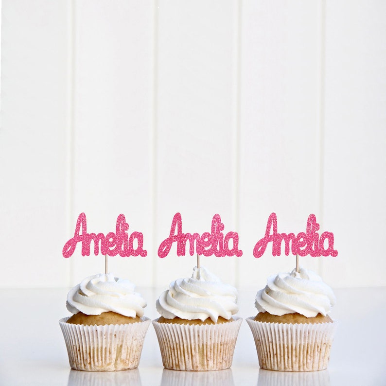 6 Personalized Name Cupcake Toppers Custom Name Topper Party Etsy