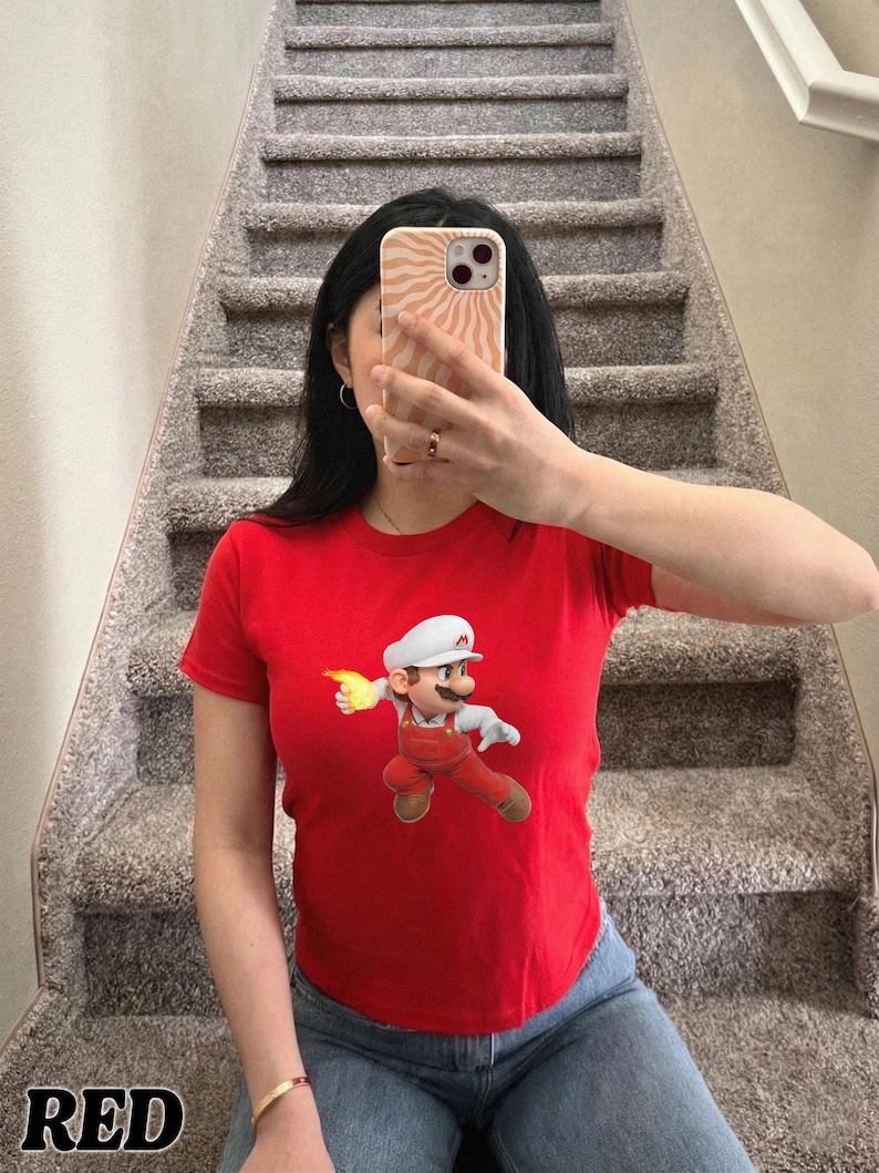 Super Mario Galaxy Baby Tee, Mario Baby tee, All characters Mario Peach Nintendo Mario World, Epic Universe Shirt, Mario Women Shirt image 4
