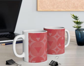 Sacred Geometry Merkaba Ceramic Mug | Pink Red Warm Tones