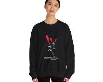 Moletom com estampa floral de Epilobium California Fuchsia | Gola redonda com estampa botânica minimalista
