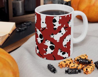 Tuxedo Cat Nap Goals Red Ceramic Mug | 11oz