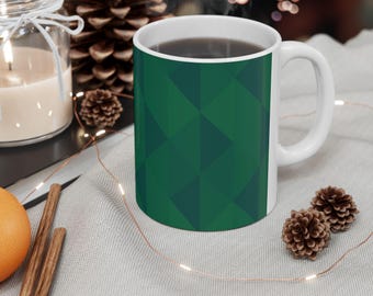 Festive Holiday Green Teal Modern Graphic Mug | Ceramic 11oz