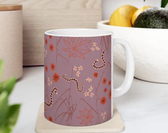 Floral Snake Mug | Ceramic Coffee Mug (11oz)