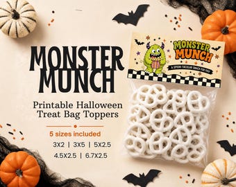 Halloween-dekorationer till godispåsar, utskrivbar godispåse, Halloween-klasspresent, utskrivbar Boo-korg, redigerbar canvasmall, 5 storlekar