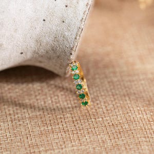 Emerald Ring,Multi Gem Ring,Green & White Ring,Half Eternity Band,Emerald Jewelry, Stacking Ring,May Birthstone,Valentine's Day Gift for Her