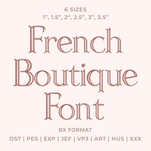 French Line Embroidery Font BX Format, Elegant Serif Alphabet, Luxury Machine Embroidery Font, Uppercase Lowercase Letters, Instant Download