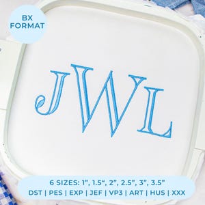 JWL Elegant Serif Embroidery Font BX Format, Classic Embroidery Alphabet, Luxury Machine Embroidery Font, Monogram Letters, Instant Download