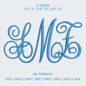 Vine Monogram Embroidery Font BX Format, Interlocking Script Alphabet, Elegant Machine Embroidery Letters, Bridal Monogram, Instant Download