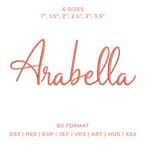 Arabella Handwriting Font Embroidery Design, Cursive Script BX Alphabet, Personalized Name Machine Embroidery Font, Satin Stitch Download