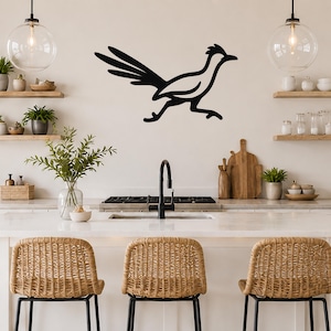 Roadrunner Metal Art: Silhouette di uccello del deserto - Scultura da parete in acciaio, decorazione naturalistica in stile sud-occidentale per soggiorno o ufficio