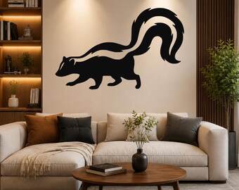 Sneaky Skunk Metal Wall Art: Bold Woodland Silhouette, Rust Resistant Steel, Powder Coated | Indoor Outdoor Decor, Cabin Accent