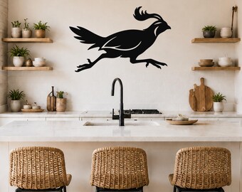 Running Quail Metal Wall Art: Desert Trails Silhouette - Durable Powder Coated Steel, Rustic Cabin Accent, Indoor Outdoor